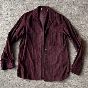 Burgundy Suede Button Down Shirt